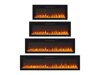 Comparatif des quatre largeurs de la cheminée électrique Slim : 107, 127, 152 et 183 cm